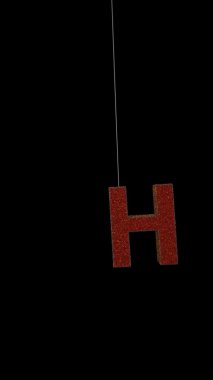 3D animasyon dinamik simler noel süsü yazı tipografi döngüsü alfa kırmızı altın H ile