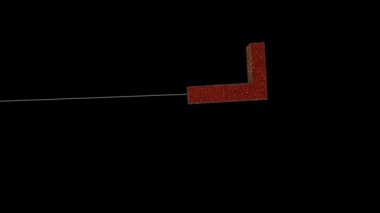 3D animasyon dinamik simler noel süsü yazı tipografi döngüsü alfa kırmızı altın L ile