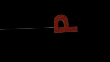 3D animasyon dinamik simler noel süsü yazı tipografi döngüsü alfa kırmızı altın P ile