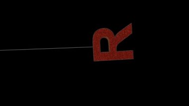 3D animasyon dinamik simler noel süsü yazı tipografi döngüsü alfa kırmızı R ile