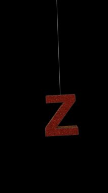 3D animasyon dinamik simler noel süsü yazı tipografi döngüsü alfa kırmızı Z ile