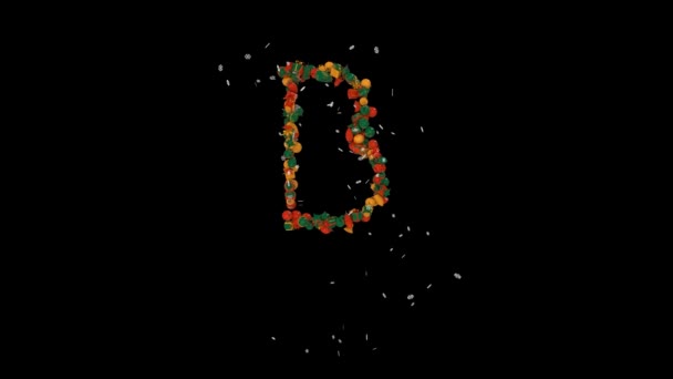 Urlaubsbriefe Typografie Aus Weihnachtsschmuck Animation Mit Schneeflocken Klassische Farben — Stockvideo