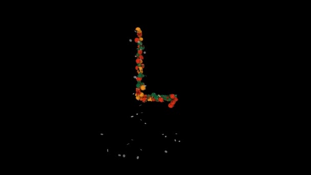 Tipografía Letras Navideñas Fuera Animación Adornos Navideños Con Copos Nieve — Vídeo de stock