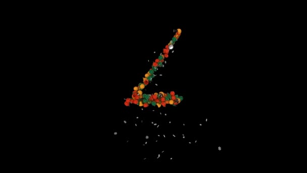 Lettres Vacances Typographie Noël Ornements Animation Avec Flocons Neige Couleurs — Video