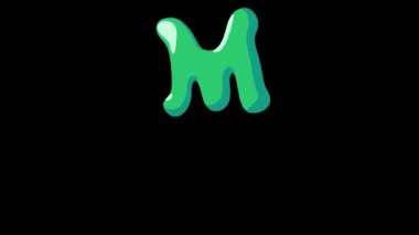 Düz yapışkan harfler alfa M ile birlikte akan yazı tipi animasyonu.