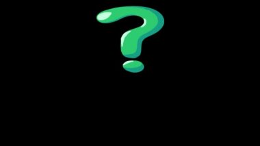 Düz yapışkan harfler yazı tipi animasyonu alfa soru işareti ile içeri akıyor