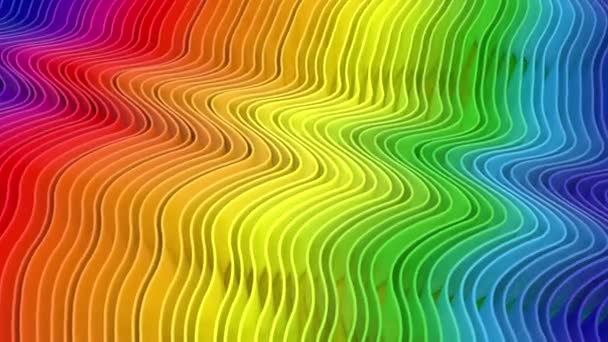 Rainbow Colored Wavy Background Loop Wide Shot — Stock Video