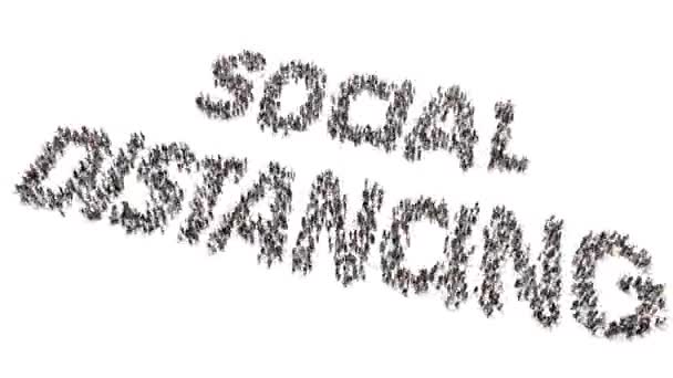Crowd Membentuk Ejaan Teks Social Distancing — Stok Video