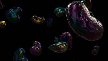 Kalp şeklinde sabun köpükleri ön uç animasyonuna düşüyor