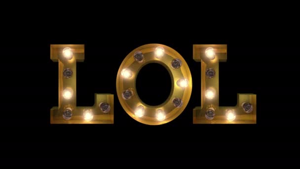 灯泡字母双向眨眼法拼写Lol这个词 — 图库视频影像