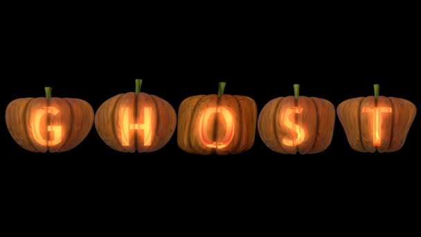 Scrisori Dovleac Sculptate Halloween Lumânare Canal Alfa Care Formează Fantoma — Videoclip de stoc