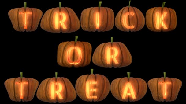 Lettere Zucca Halloween Intagliate Con Candela Canale Alfa Che Formano — Video Stock