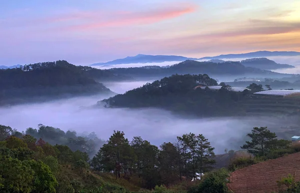 Stagione Nuvolosa Nuvolosa Sull Altopiano Lam Dong Lat — Foto Stock