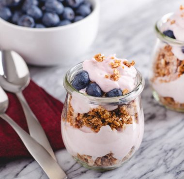 Taze yaban mersinli yoğurt.
