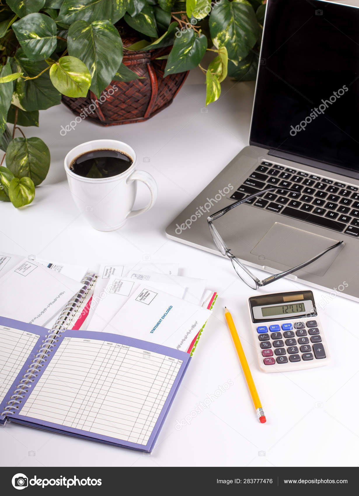 Home Finance Planner And Bill Organizer Stock Photo
