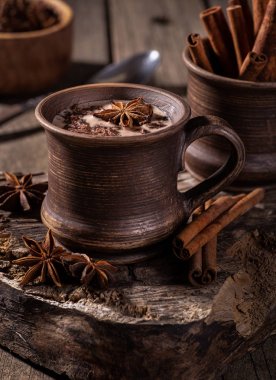 Vintage bir fincan sıcak çikolata