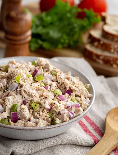 Tuna Salad Bowl Napkin Makings Sandwiches Background — Stock Photo, Image