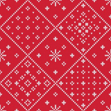 Kış örgü kırmızı ve beyaz yama kalıbı