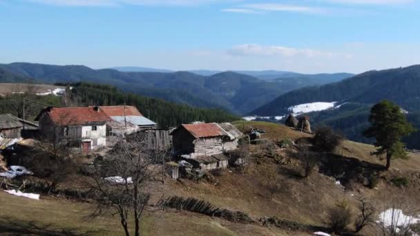 Velhas Casas Aldeia Rural Alto Montanha Cima — Vídeo de Stock