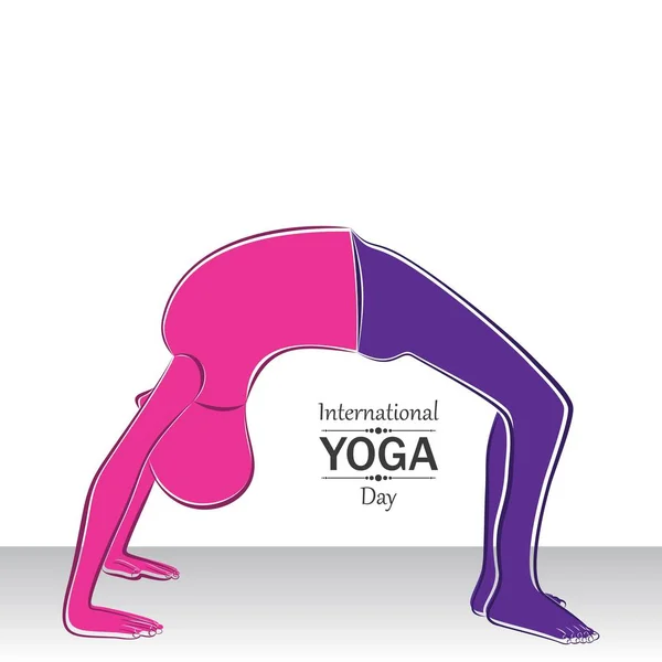 Illustratie Van Vrouw Doet Yogasan Voor International Yoga Day Juni — Stockvector