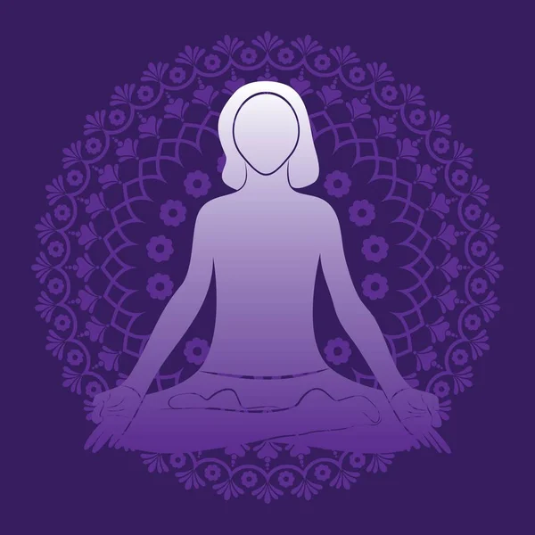Illustration Femme Faisant Yogasan Pour Journée Internationale Yoga Juin — Image vectorielle