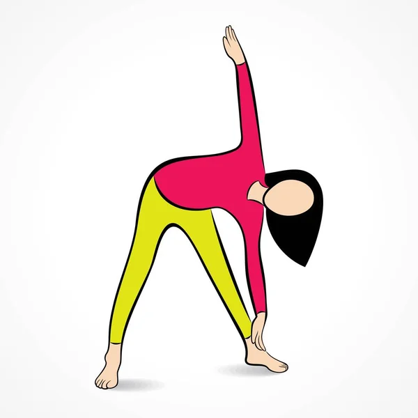Иллюстрация Женщины Делающей Yogasan Международный День Йоги Июня — стоковый вектор