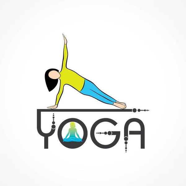 Ilustração Mulher Fazendo Yogasan Para Dia Internacional Yoga Dia Junho — Vetor de Stock