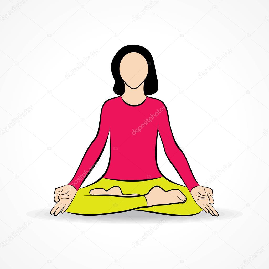 Illustration of woman doing YOGASAN for International Yoga Day on 21st June
