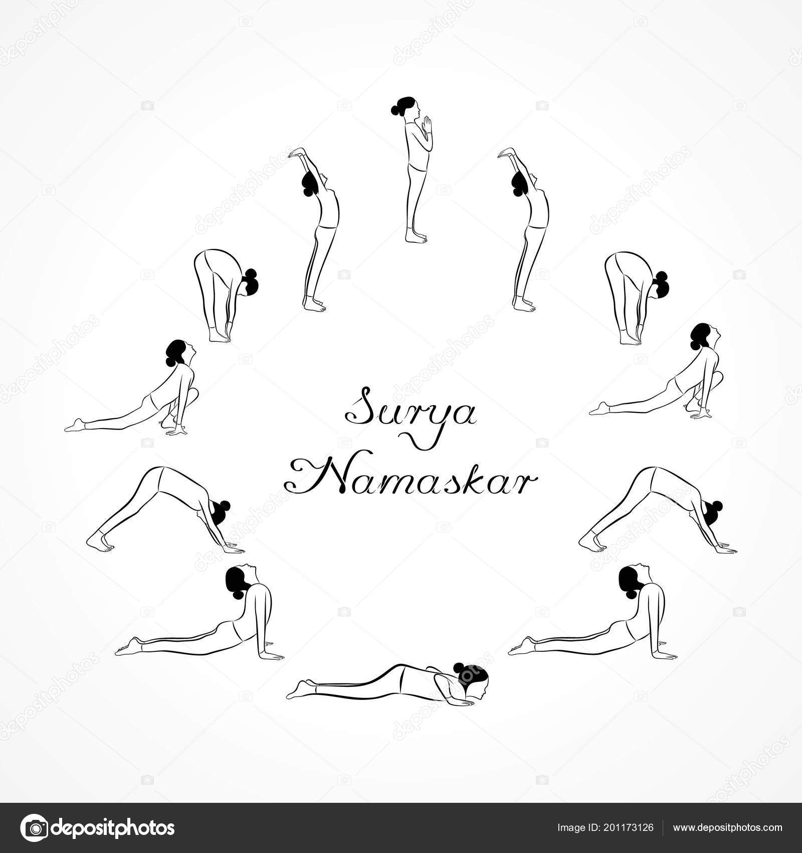 Illustration Woman Doing Surya Namaskar International Yoga Day