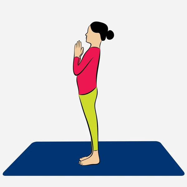 Illustrazione Donna Che Surya Namaskar Giornata Internazionale Yoga — Vettoriale Stock