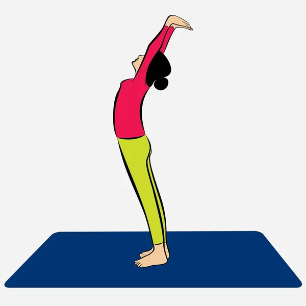 Illustrazione Donna Che Surya Namaskar Giornata Internazionale Yoga — Vettoriale Stock