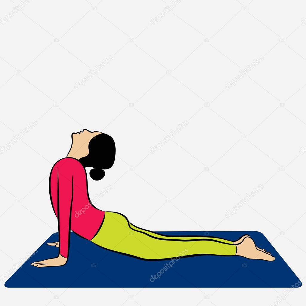 Illustration of woman doing SURYA NAMASKAR for International Yoga Day