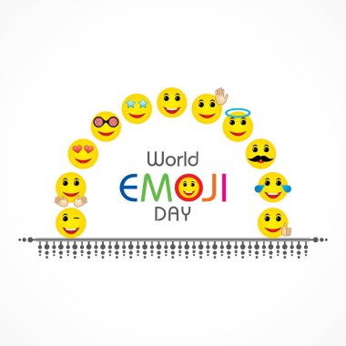 Dünya emoji günü tebrik kartı tasarımı şablonu farklı duygularla