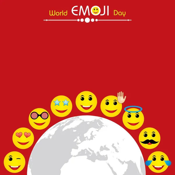 Mondo Emoji Giorno Biglietto Auguri Modello Design Con Sentimenti Diversi — Vettoriale Stock