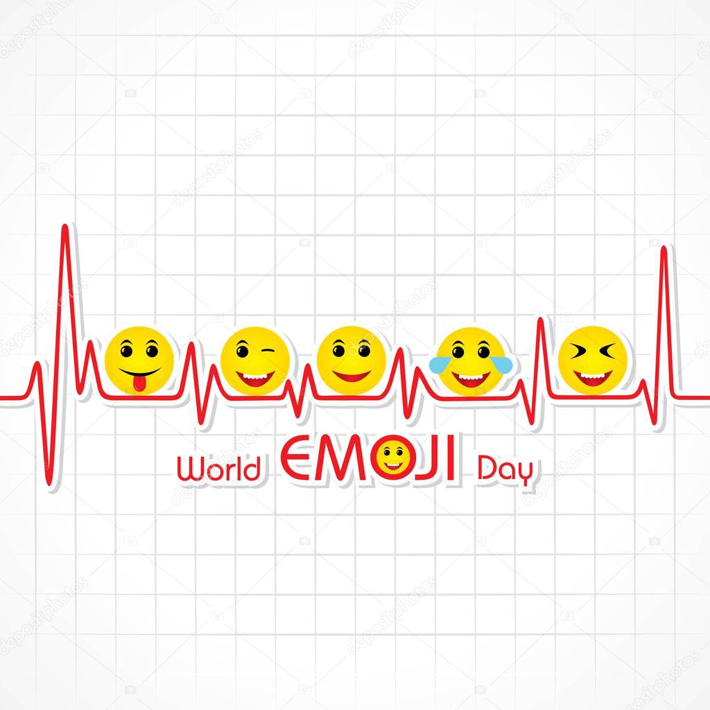 World emoji day greeting card design template with different feelings