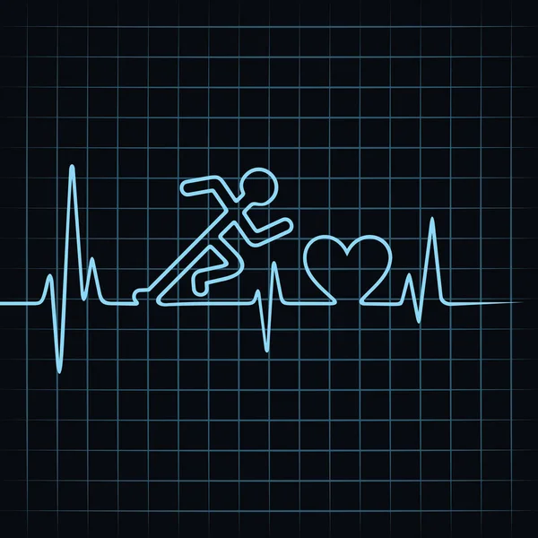 Abstract Running Man Heartbeat Stock Vector — Stock Vector