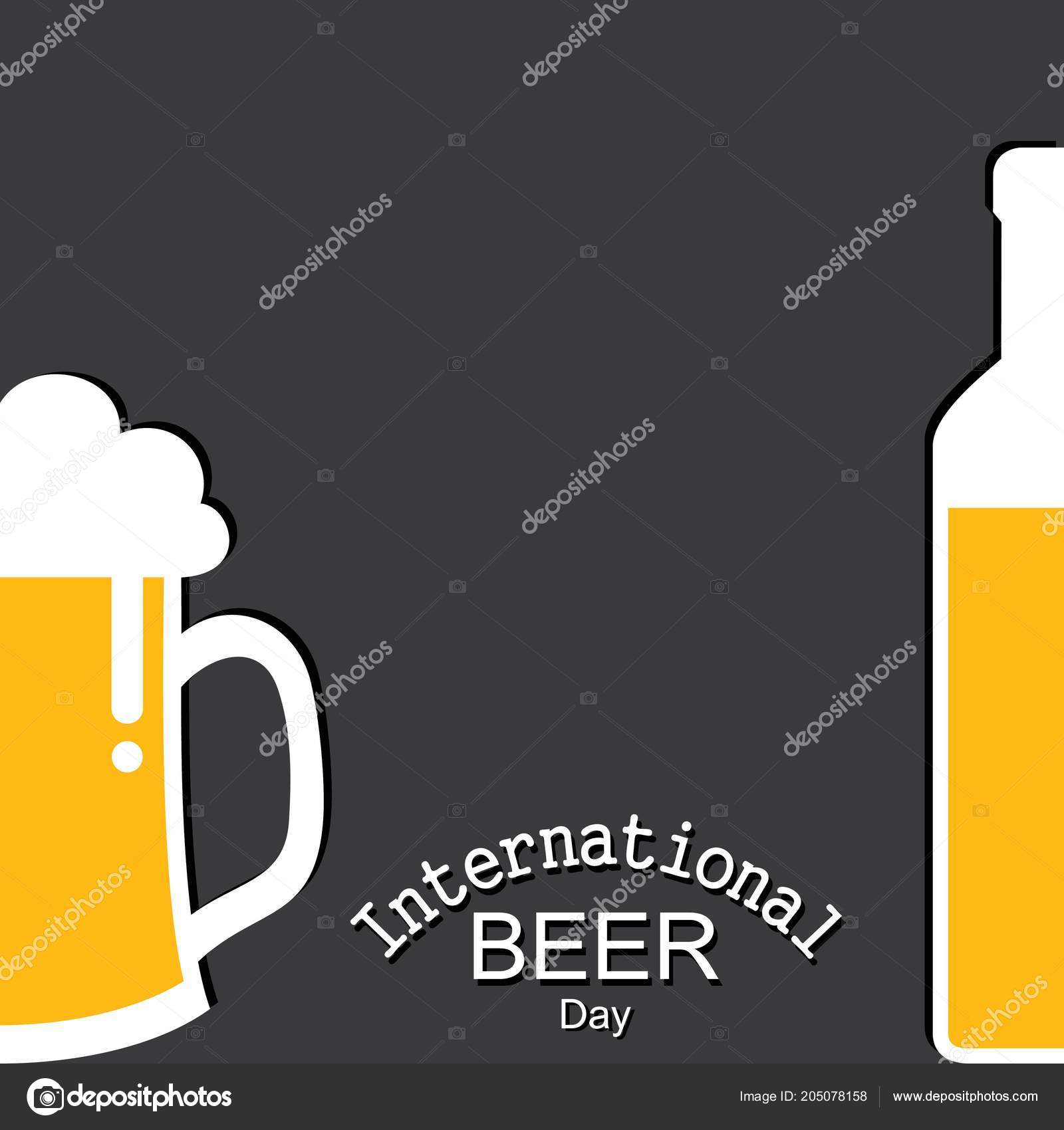 International Beer Day August Beer Mugs Conceptual Illustration Vector