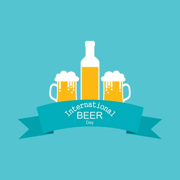 Internationaler Tag Des Bieres August Mit Bierkrügen — Stockvektor