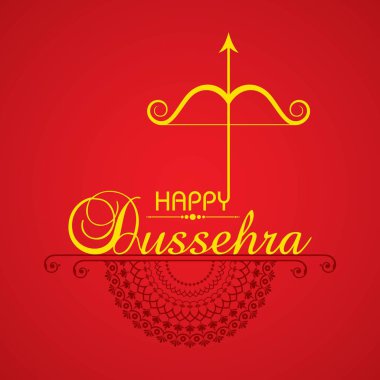 Mutlu Dussehra festivalinin Hindistan arka planındaki yay ve okun gösterimi