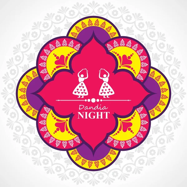 Ilustración Navratri Garba Utsav Tarjeta Felicitación Vector Stock — Vector de stock