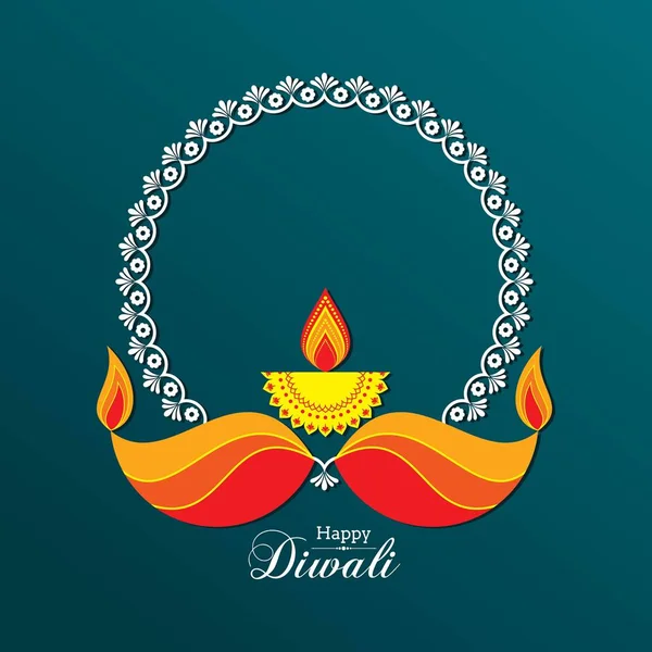 Poster Happy Diwali Con Bellissimo Disegno Illustrazione Stock Vettoriale — Vettoriale Stock