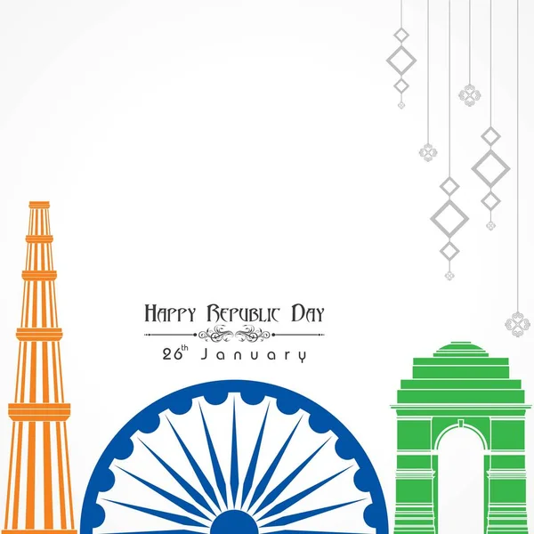 幸せ共和国日のインドのイラスト ポスター デザイン株式ベクトル — ストックベクタ