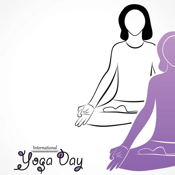 Illustrazione di donna che fa YOGASAN per la Giornata Internazionale di Yoga — Vettoriale Stock