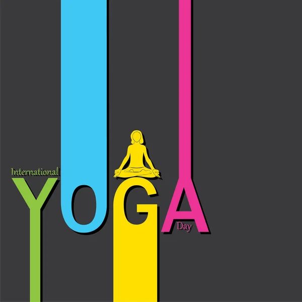 Εικόνα της γυναίκας που κάνει Yogasan για την παγκόσμια ημέρα γιόγκα — Διανυσματικό Αρχείο