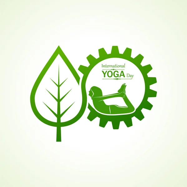 妇女做 Yogasan 国际瑜伽日的例证 — 图库矢量图片