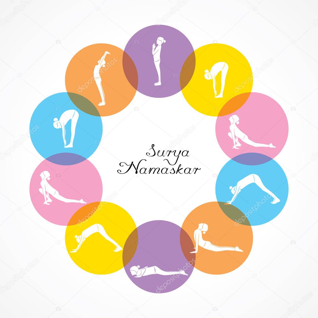 Illustration of woman doing YOGASAN for International Yoga Day on 21st June