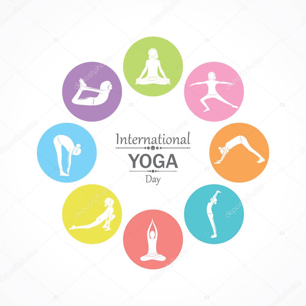 Illustration of woman doing YOGASAN for International Yoga Day on 21st June
