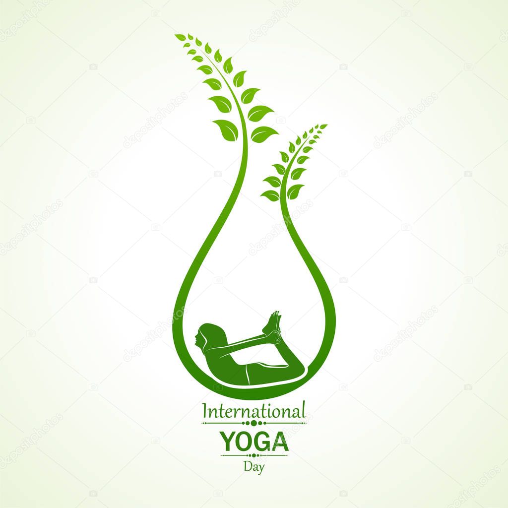 Illustration of woman doing YOGASAN for International Yoga Day on 21st June