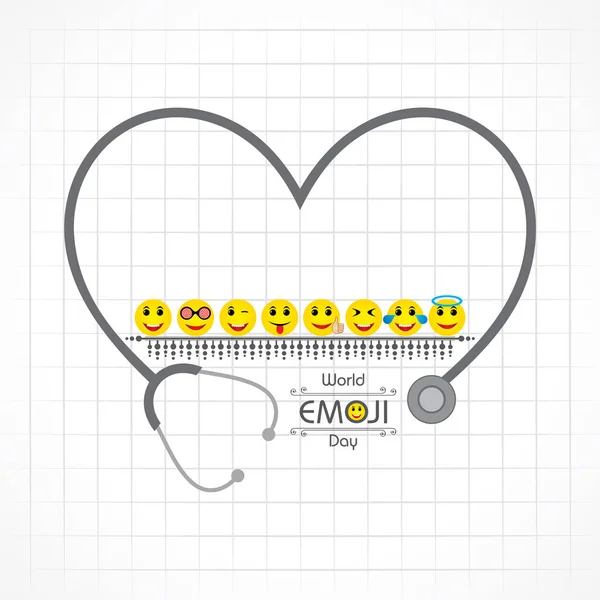 Saluto della Giornata Mondiale delle Emoji - 17 luglio — Vettoriale Stock