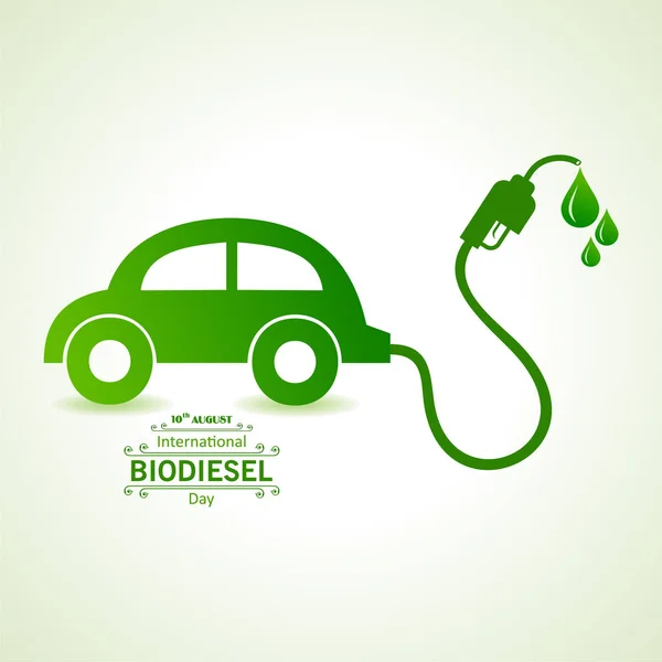 Międzynarodowy Dzień biodiesla pozdrowienia dla środowiska ekologicznego-10 sierpień — Wektor stockowy